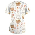 thumbnail image 3 of IYYVV Easter Scrub Tops Women Bunny Egg Hunt Print Medical Scrub Tops Holiday Working Scrubs Uniform with 2 Pockets White 5XL, 3 of 5