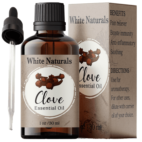 Clove Essential Oil - 100% Pure & Natural, Undiluted, Aromatherapy Oil Relief & Promotes Healthy Gums, Clove Oil for Tooth Aches, Soothe Headaches by White Naturals