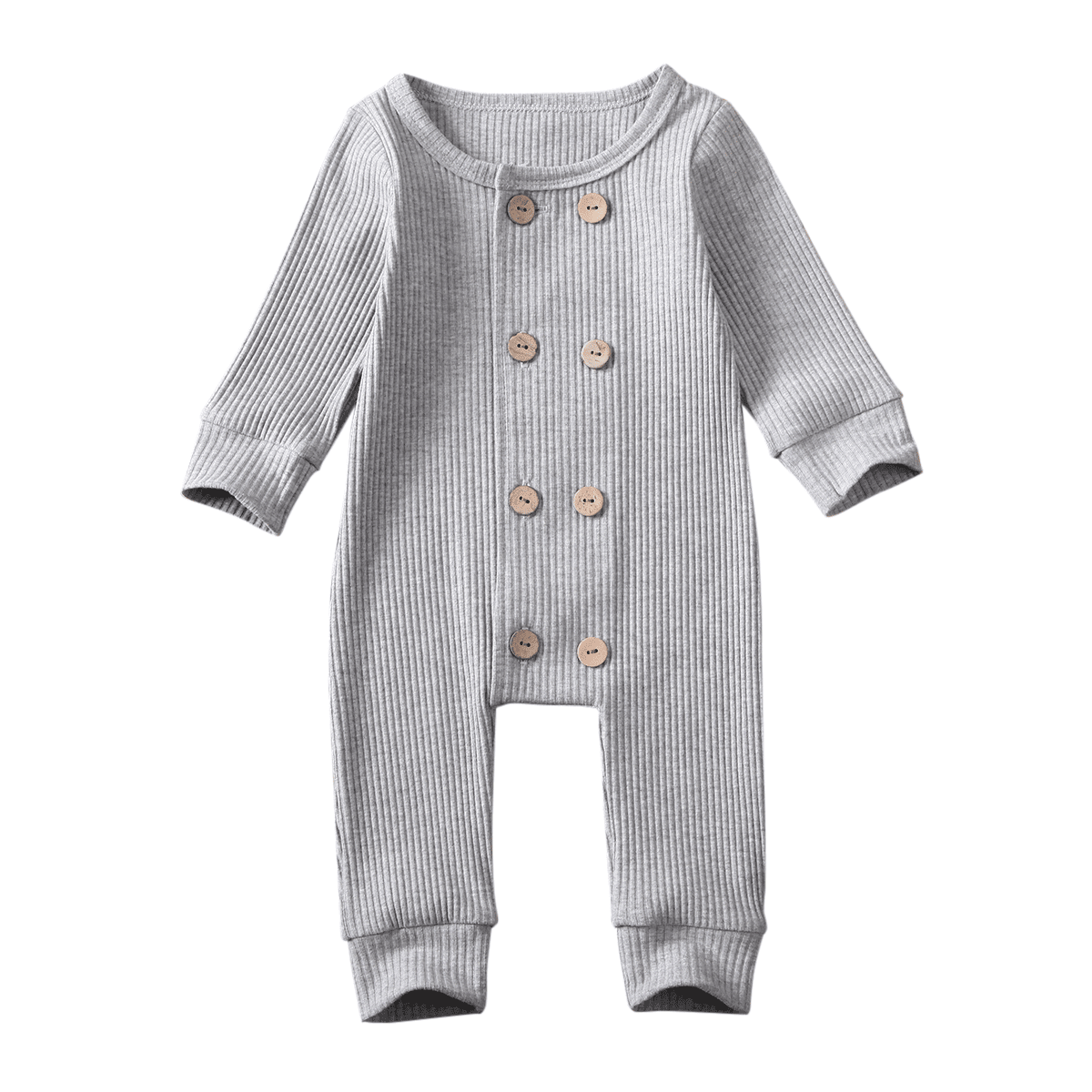 Newborn Baby Boys Girls Unisex Plain Outfits Button Romper Jumpsuit Playsuit US 