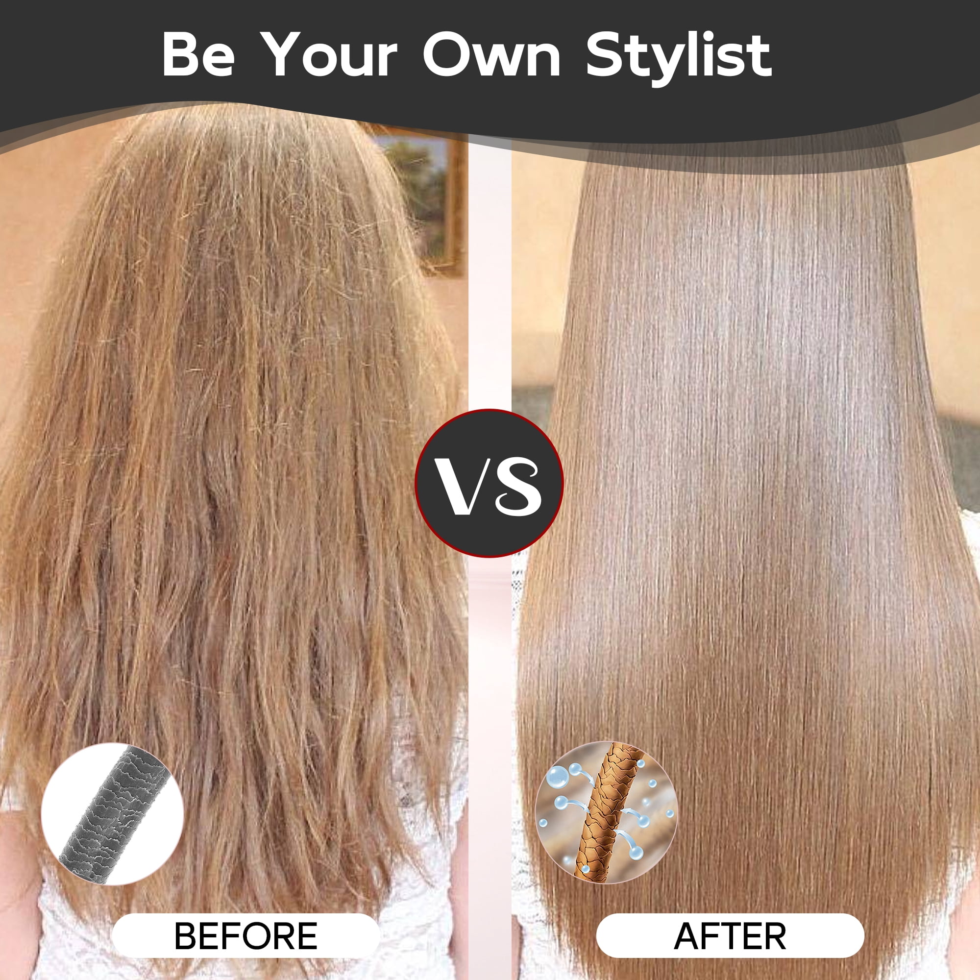 SKIMI Hair Straightener Brush, Ionic Hair Straightening Brush with LED Display Screen, Plastic