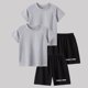 thumbnail image 4 of Odeerbi Conjunto Deportivo de Niños de 2 Paquetes Con Rayas Reflectantes, Trajes Deportivos de Secado Rápido Transpirable, Conjunto de Pantalones Cortos de Camiseta de 2 Piezas, 5-12 Años, 4 of 8