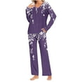 thumbnail image 2 of Women Pajama Sets Ladies' Gradient Printed Casual Top Pants Pajama Set Pajama Sets for Women Pj Set Cute Pajama Sets for Women Cute Womens Fall Pajamas Lounge Sets, 2 of 6