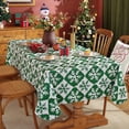 thumbnail image 2 of Vinyl Christmas Tablecloth with Flannel Backing Rectangle 52x70 Inch,Snowflake Holiday Wipeable Waterproof Plastic Table Cloth,Winter Xmas Heavy Duty Table Cover for Kitchen Dinner,Green, 2 of 6