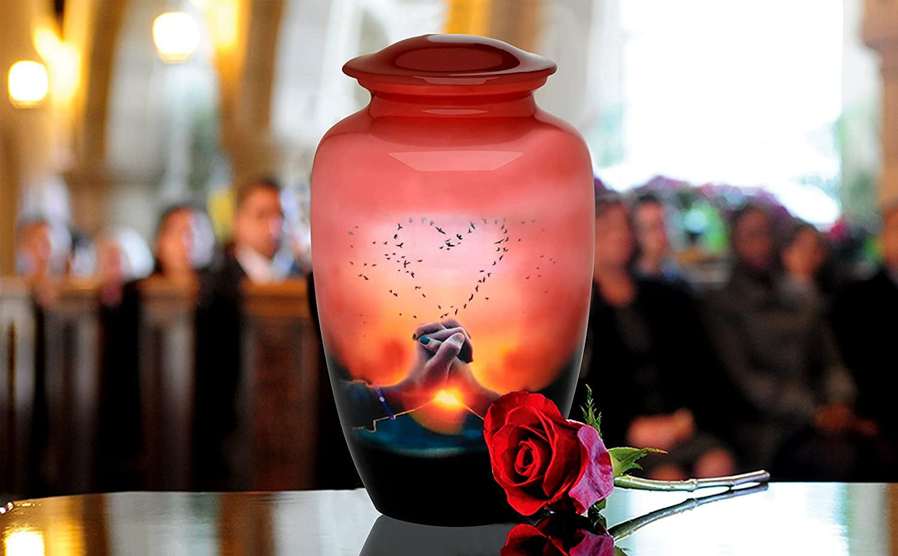 Personalized Urns for Human Ashes, Customized Couple Hand Adult Cremation Urn, Adult Urn with Velvet Bag.