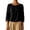 33Black135, variant on XAOFW Women's T Shirts Loose Fit Pleated Round Neck 3/4 Sleeve Solid Color Shirt For Casual Everyday Wear Soft Top L