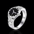thumbnail image 3 of Anillo con forma de reloj para pareja, elegante y creativo, para fiesta, cumpleaños, boda, promesa, joyería, decoración, regalo, talla 6 (plata), 3 of 7