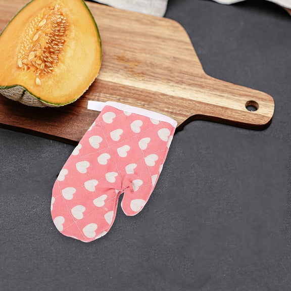 LEORX Garden Oven Mitt for Kitchen Pink Thickened Cotton Heat Resistant 1Set