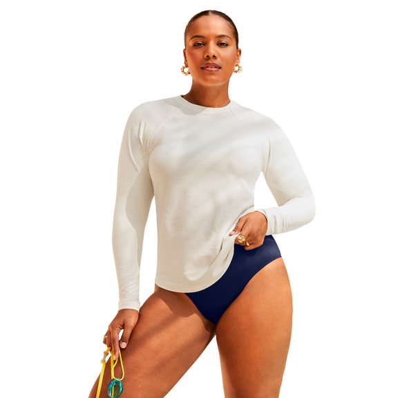 Swimsuits for All Women's Chlorine Resistant Quick-Dry Long Sleeve Swim Rash Guard