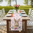 thumbnail image 4 of Table Runners 120 Inches Long Dress Scarves, Bunny Easter Farmhouse Coffee/Dining/Kitchen Table Runner for Living Room, Pink Plaid Spring Floral Pastoral 13x120 Inch, 4 of 9