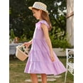 thumbnail image 4 of Vestido Arshiner para niñas, verano, mangas onduladas, color lila, 6-7 años, 4 of 6
