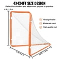 thumbnail image 5 of HCY Lacrosse Goal, 4' x 4' Small Kids Lacrosse Net, Folding Portable Lacrosse Goal with Carry Bag, Iron Frame Backyard Training Equipment, Quick & Easy Setup, Perfect for Youth Training, Orange, 5 of 7