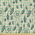 thumbnail image 2 of Ambesonne Bohemian Fabric by the Yard Upholstery, Dream Catchers Feathers, 2 Yards, Eggshell Dark Teal, 2 of 5