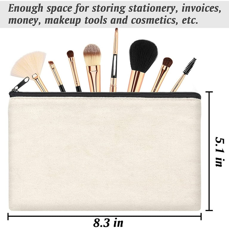 PABUES 24 Pack Blank DIY Craft Bag Canvas Pencil Case Blank Makeup
