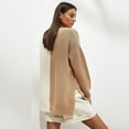 thumbnail image 4 of Yuyuzo Fall Sweaters for Women Ribble Knit Jumper Tops Long Sleeve V Neck Solid Color Patchwork Pullover Blouse, 4 of 6