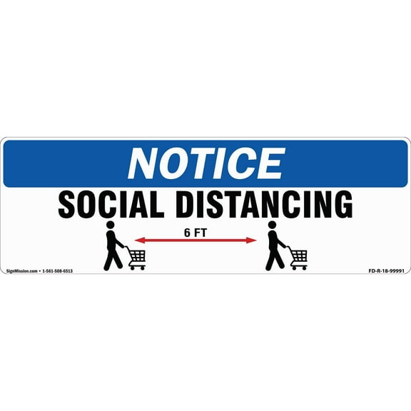 Coronavirus Social Distance 6 Ft Rectangle Non-Slip Floor Graphic 6" x 18" | 3 Pack of Vinyl Decal | Protect Your Business, Work Place & Customers | Made in The USA