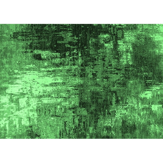 Ahgly Company Indoor Rectangle Oriental Emerald Green Industrial Area Rugs, 6' x 9'