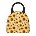 thumbnail image 3 of Vsdgher Insulated Lunch Bag Simple Bento Cooler Bag Lunch Tote Bag , Suitable for picnics, school, work (Brown Leaf Pattern Sunflower Print ), 3 of 5