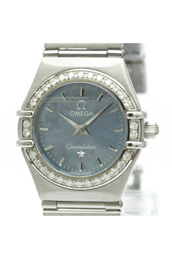 Pre-Owned OMEGA Constellation Diamond Blue MOP Steel Quartz Ladies Watch 1466.81... (Good)