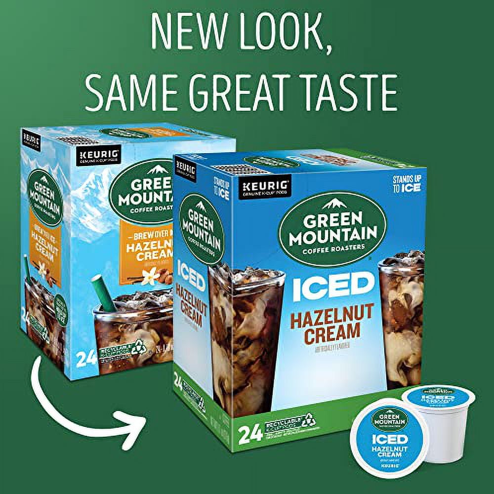 Green Mountain Coffee Roasters ICED Hazelnut Cream, Single Serve Keurig K-Cup Pods, Flavored Iced Coffee, 96 Count (4 Packs of 24)