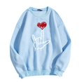 thumbnail image 1 of Gibobby Sudadera sin capucha y ocio Mujer Cómodo Casual Día de San Valentín Simple Amor Impreso Cuello Redondo Manga Larga Sin Capucha Top (Azul, S), 1 of 3