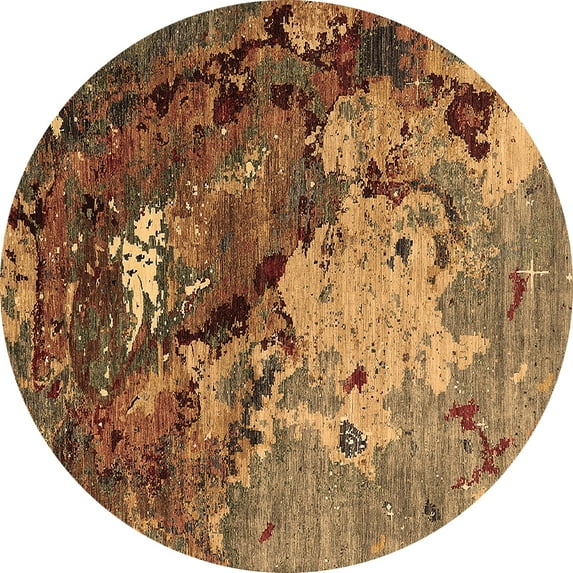 Ahgly Company Indoor Round Oriental Brown Industrial Area Rugs, 6' Round