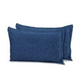 thumbnail image 3 of Marina Decoration Solid Embossed Pinsonic Coverlet Bedspread Bedding Ultra Soft Summer Quilt Set with Shams, Navy Blue Color, 3 of 6