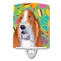 Caroline's Treasures SS4873CNL Basset Hound Easter Eggtravaganza Ceramic Night Light, 6x4x3", multicolor