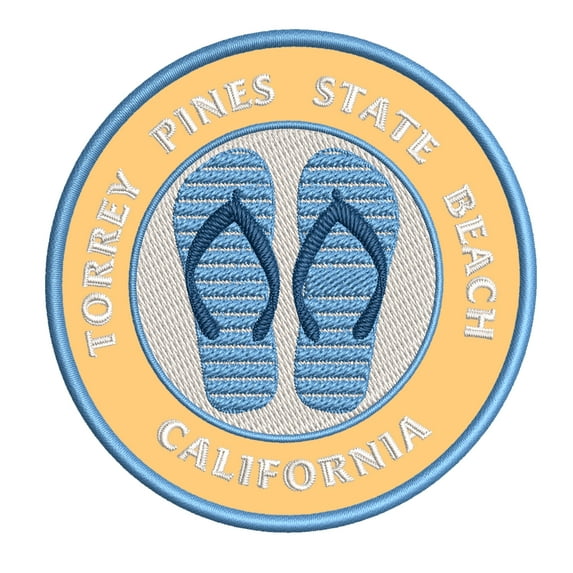 Torrey Pines State Beach, California 3.5 Inch Iron Or Sew On Embroidered Fabric Badge Patch Ocean Beach, Salt Life Iconic Series