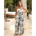 thumbnail image 2 of PUWEI Women's Summer Casual Boho Romper Floral Print Overalls Loose Wide Leg Jumpsuits with Pockets, 2 of 7