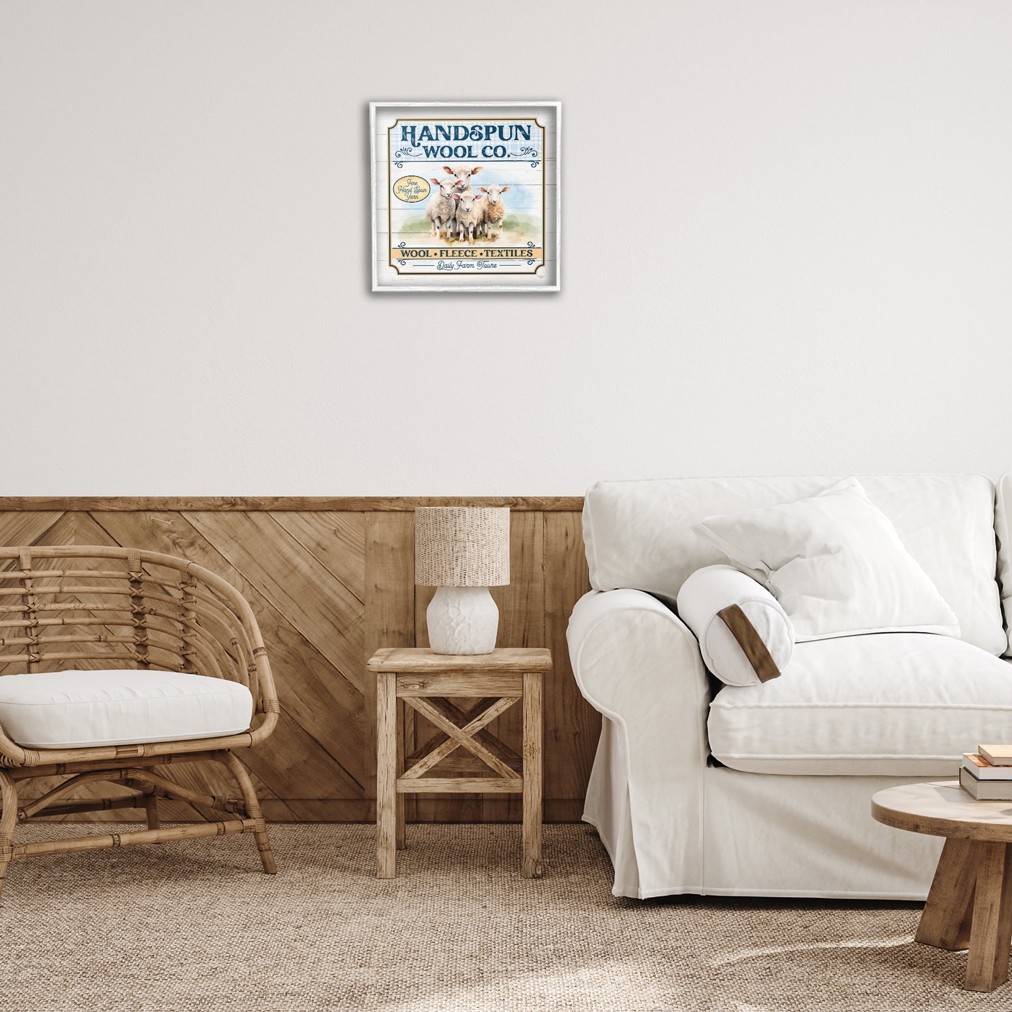 Stupell Industries Handspun Wool Sign Animals & Insects Painting White Framed Art Print Wall Art, 17 x 17