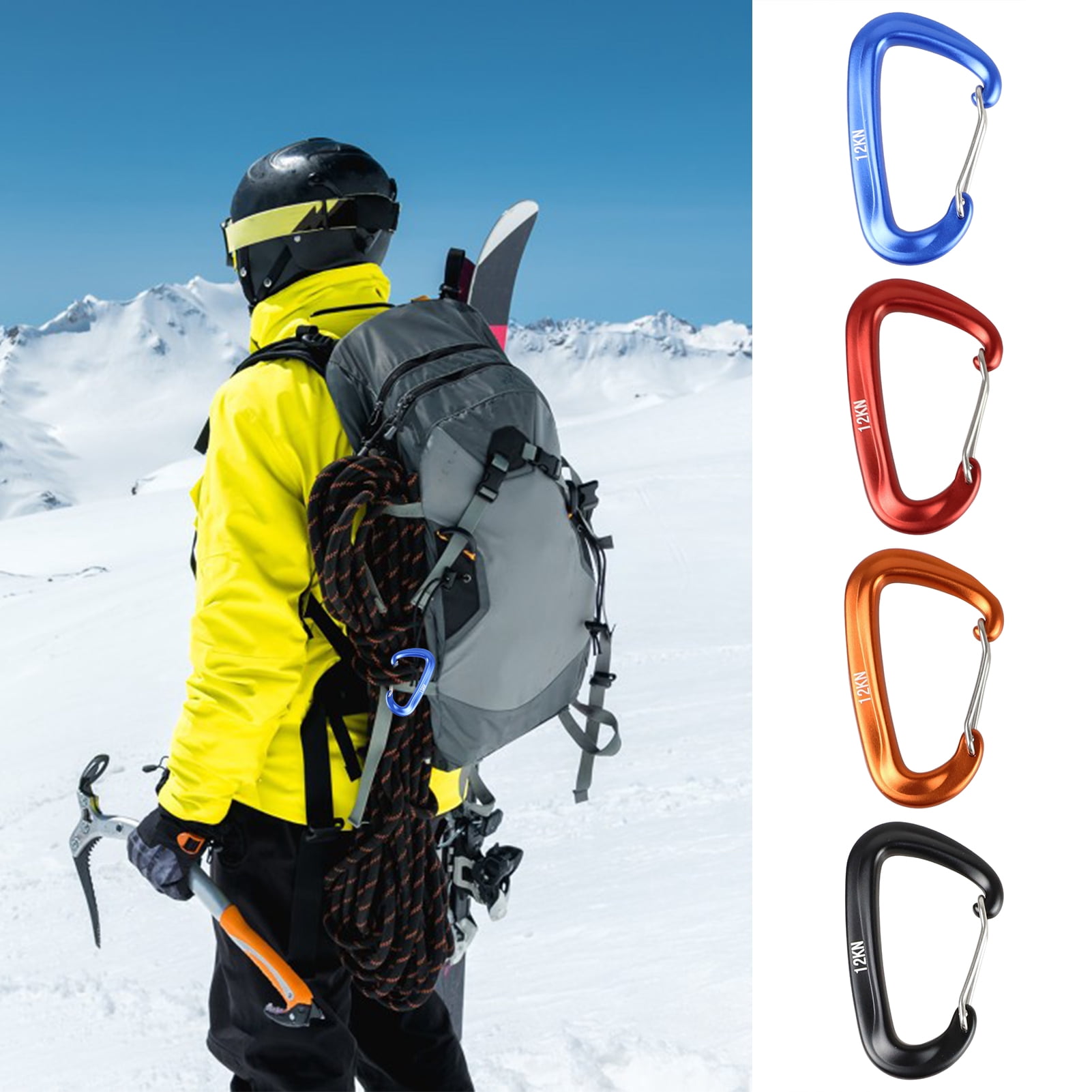 Meileang 4Pcs Carabiner Clips Strong Load-bearing Solid Construction High Strength Heavy Duty Carabiners Rope Connectors
