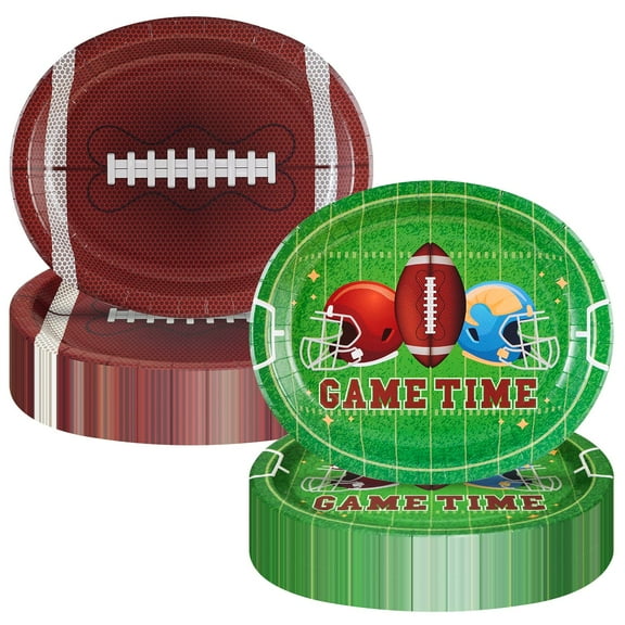 Footaball Party Decorations, 50 Pack Football AFN1Oval Paper Plates 10" x 12" Large Disposable Football Birthday Plates for Football Game Day Party Supplies