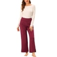 thumbnail image 2 of INSPIRE CHIC Women's Sleepwear Jogging Bottoms Yoga Casual Trousers Wide Leg Lounge Pants L Wine Red, 2 of 5