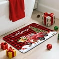 thumbnail image 5 of Christmas Bathroom Rugs Quick-Drying Non-Slip Rubber Buffalo Plaid Red Truck Merry Christmas Welcome Bath Mats Super Absorbent Winter Bathroom Rug for Kitchen Sink, Shower Room, Bathtub, 5 of 6
