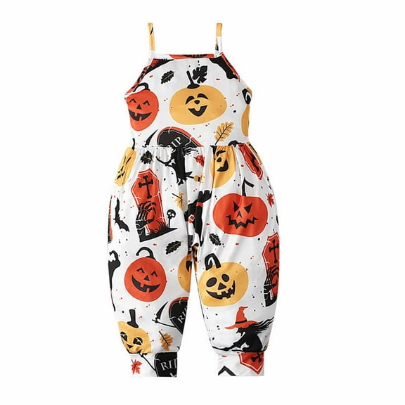 Generic Strap Kids Jumpsuit Romper Toddler Halloween Cartoon Sleeveless Baby Girls Romper&Jumpsuit Bodysuit Warm Overalls Outwear(3-4 Years,WH2)