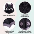 thumbnail image 4 of Wearable Bat Blanket Hoodie, Plush Polyester Fleece Hooded Cape Wrap with Button Closure for Women Adult Halloween Lounging, 4 of 8