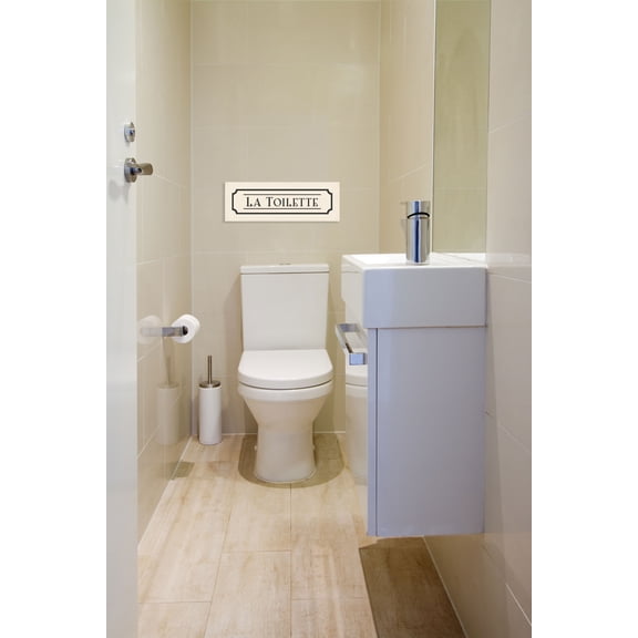 Gango Home Decor La Toilette French Bathroom Sign Wall Art; One Black & White 18x6in Unframed Paper Print