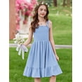 thumbnail image 5 of Arshiner Girls Summer Dress Tween Spaghetti Strap Smocked Casual Beach Sundress with Pockets, 5 of 6
