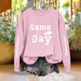 thumbnail image 6 of Uootdi Game Day Womens Sweatshirts Crew Neck Long Sleeve Letter Print Sweatshirt for Women Loose Fit Dressy Womens Tops, 6 of 9