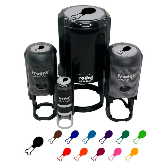 Chicken Leg Self-Inking Rubber Stamp Ink Stamper - Black Ink - Mini 1/2 Inch