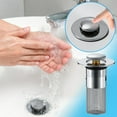 thumbnail image 2 of Komiseup 2 in 1 Bathroom Sink Stopper, Pop Up Bathroom Sink Drain Strainer with Anti-Clogging Filter Basket, Bathroom Drain Stopper Sink Plug for Basin Drain Holes, 2 of 7