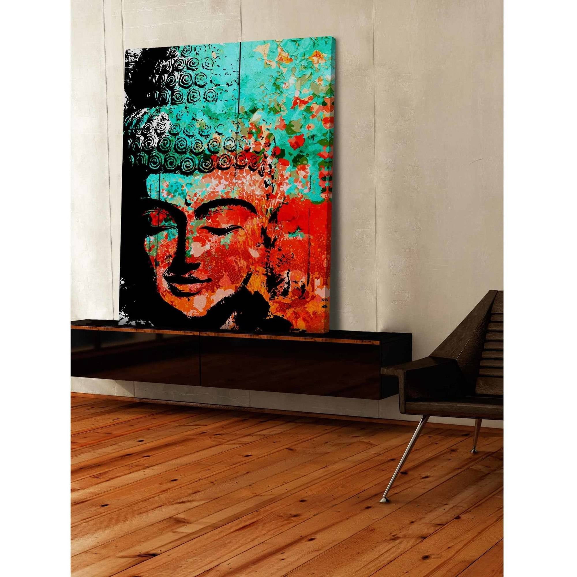 Marmont Hill "Buddha Green Red" by Rick Martin Painting Print on Wrapped Canvas