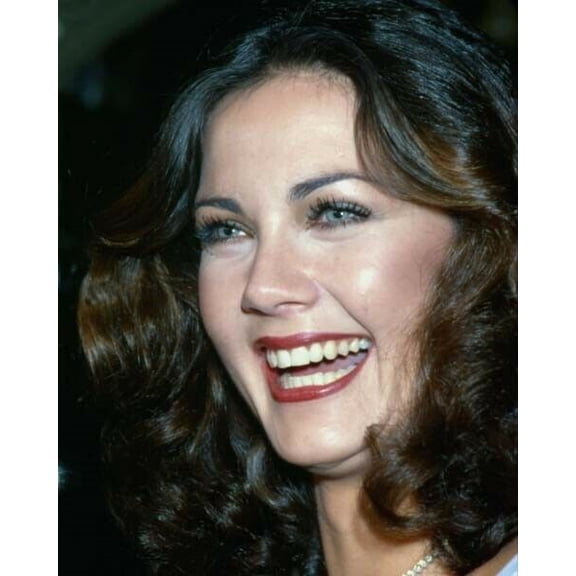 Lynda Carter candid with big smile for cameras 1970's era 8x10 inch photo