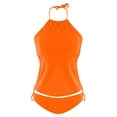 thumbnail image 4 of adviicd Maillots de Bain pour Femmes Hauts de Tankini pour Femmes Contrôle du Ventre Haut de Tankini Haut de Maillot de Bain Modeste Haut de Maillot de Bain (Orange, P), 4 of 4