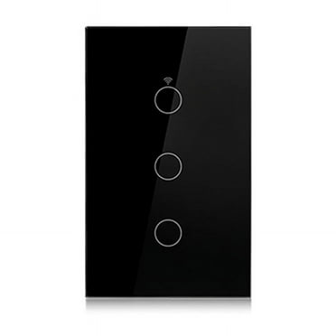 Tuya US Plug WiFi Smart Wall Switch 3 Gang No Neutral Wire Touch Sensor LED Light Switches Smart Home Black