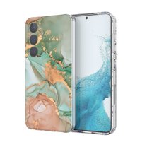 Feishell Marble Pattern Case for Samsung Galaxy S24, Full Body Protection Hybrid Shockproof Phone Cover,  Slim Lightweight Fashion Case for Samsung Galaxy S24 Women Girls - Green Marble