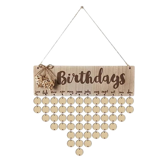 THHEIC Family Birthday Board Wall Hanging, Wooden Calendar for DIY Family Birthday Chart, Personalized Home Decoration and Gift, Family Planner and Organizer