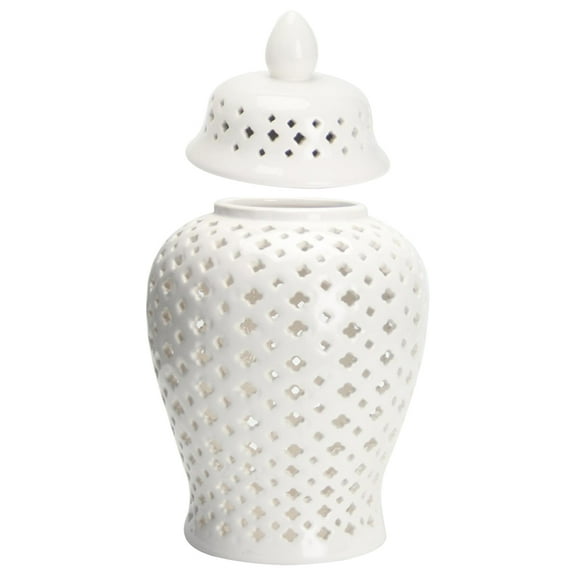 White Porcelain Storage Container Vintage Vase Chinese Style Hollow General Jar Flower Arrangement