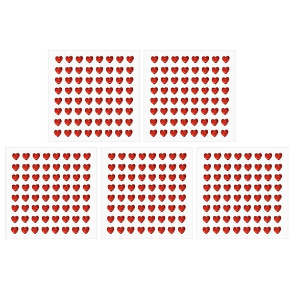 Heart Stickers, Self Adhesive Acrylic Heart Rhinestones Jewel Stickers for Crafting Red 5 Sheet