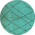 thumbnail image 1 of Ahgly Company Machine Washable Indoor Round Solid Turquoise Blue Modern Area Rugs, 3' Round, 1 of 4